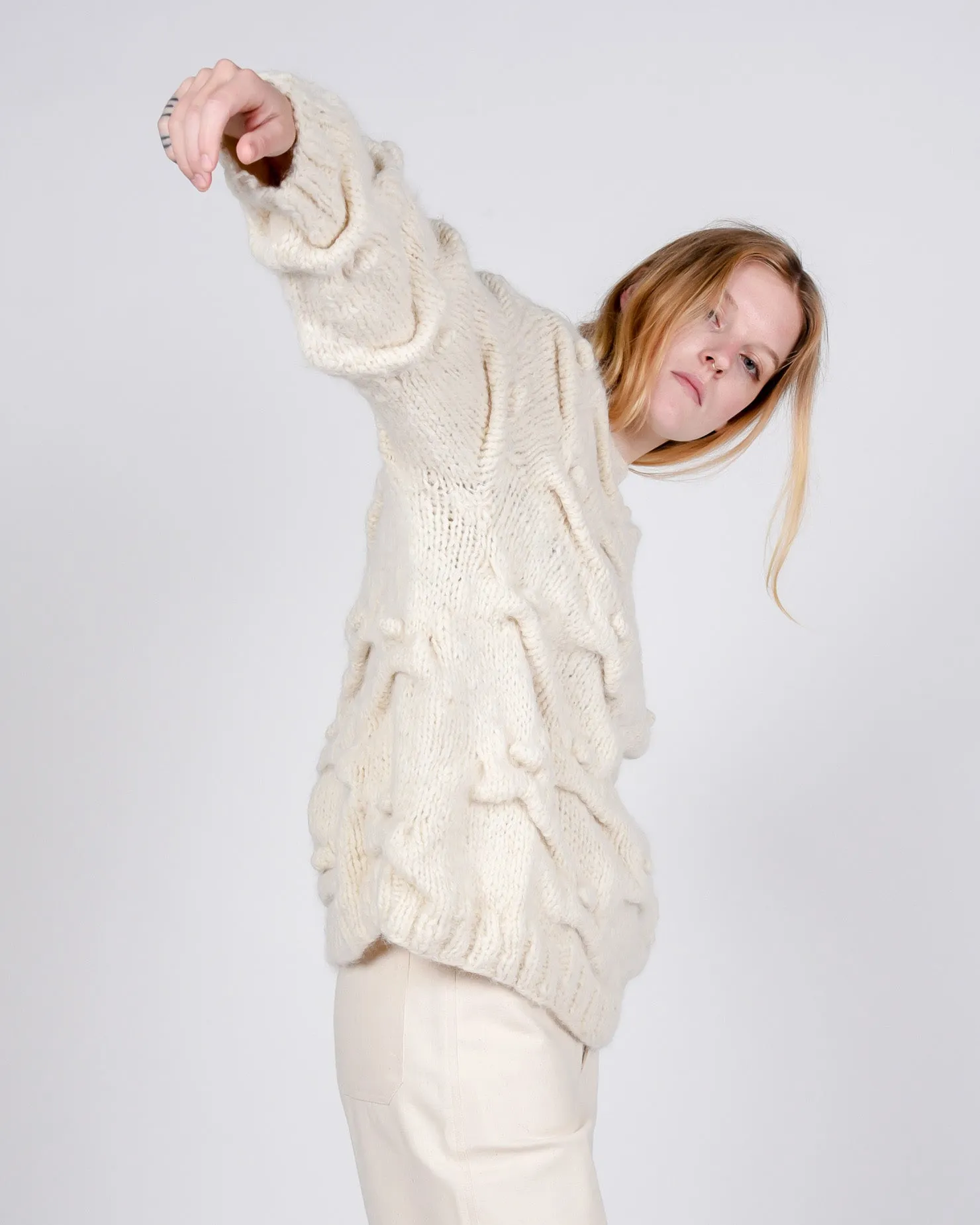 Handknit suri alpaca cloud pullover