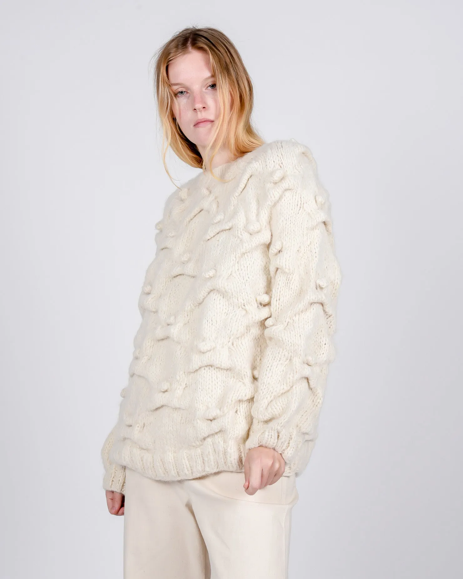 Handknit suri alpaca cloud pullover
