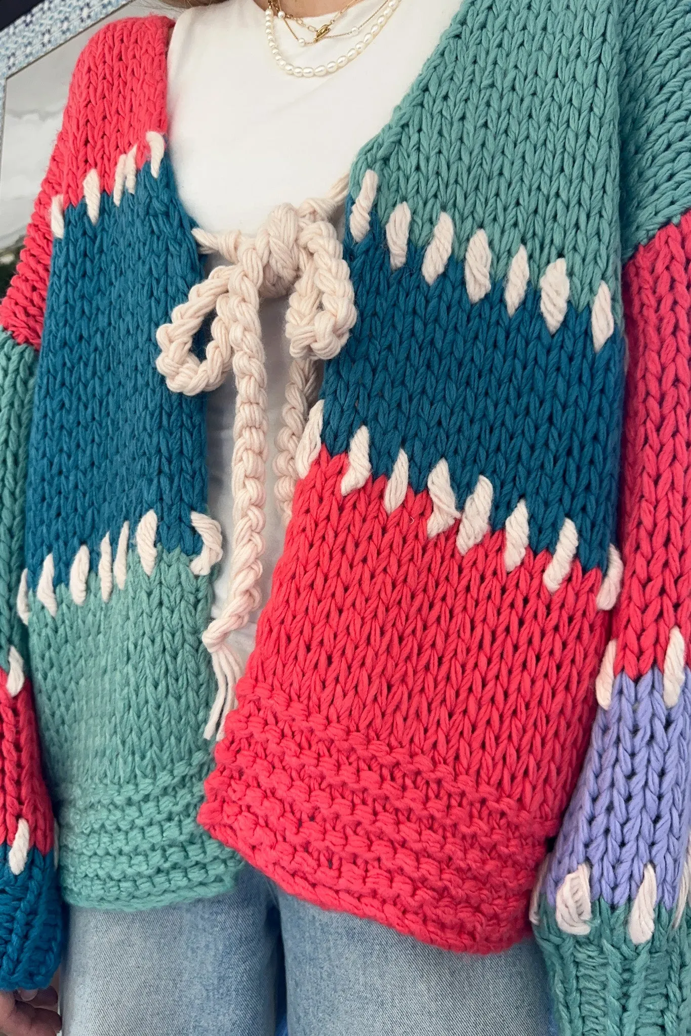 Harper Crochet Knit Color Block Cardigan