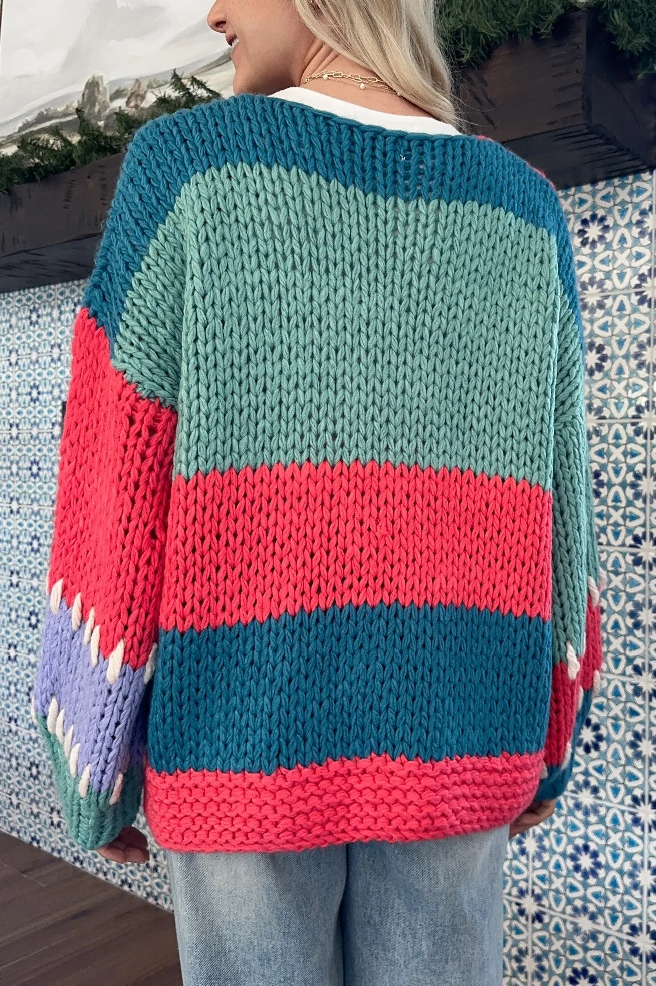 Harper Crochet Knit Color Block Cardigan