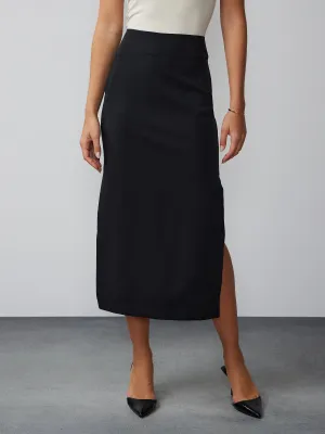 High Rise Side Slit Midi Skirt