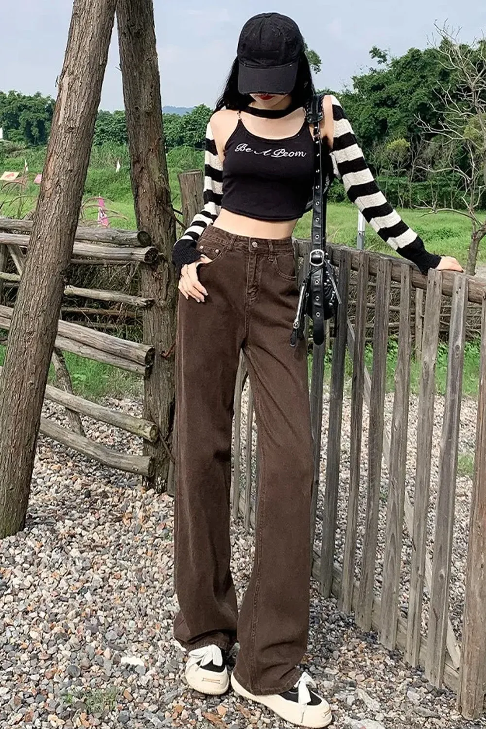 High Waist Dark Colors Loose Pants