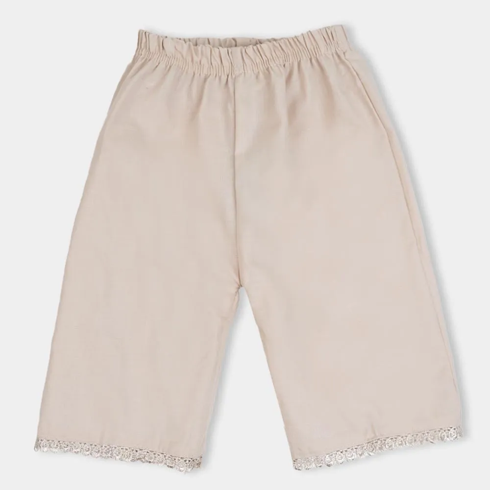 Infant Girls Culottes With Lace - Fawn