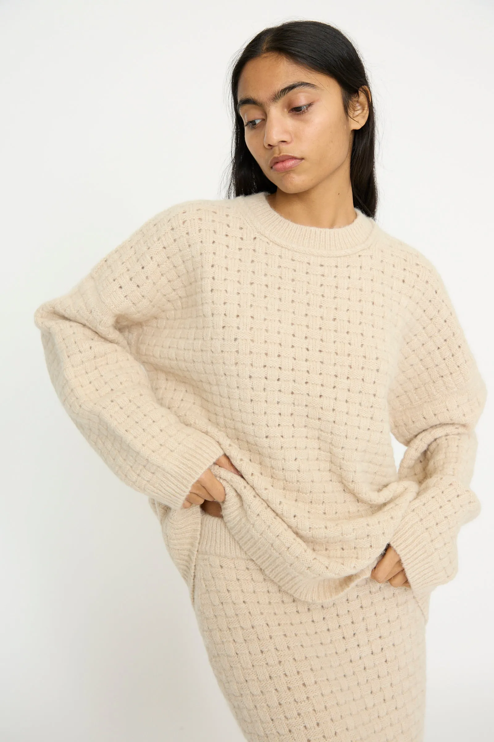 Interlace Crewneck in Alabaster