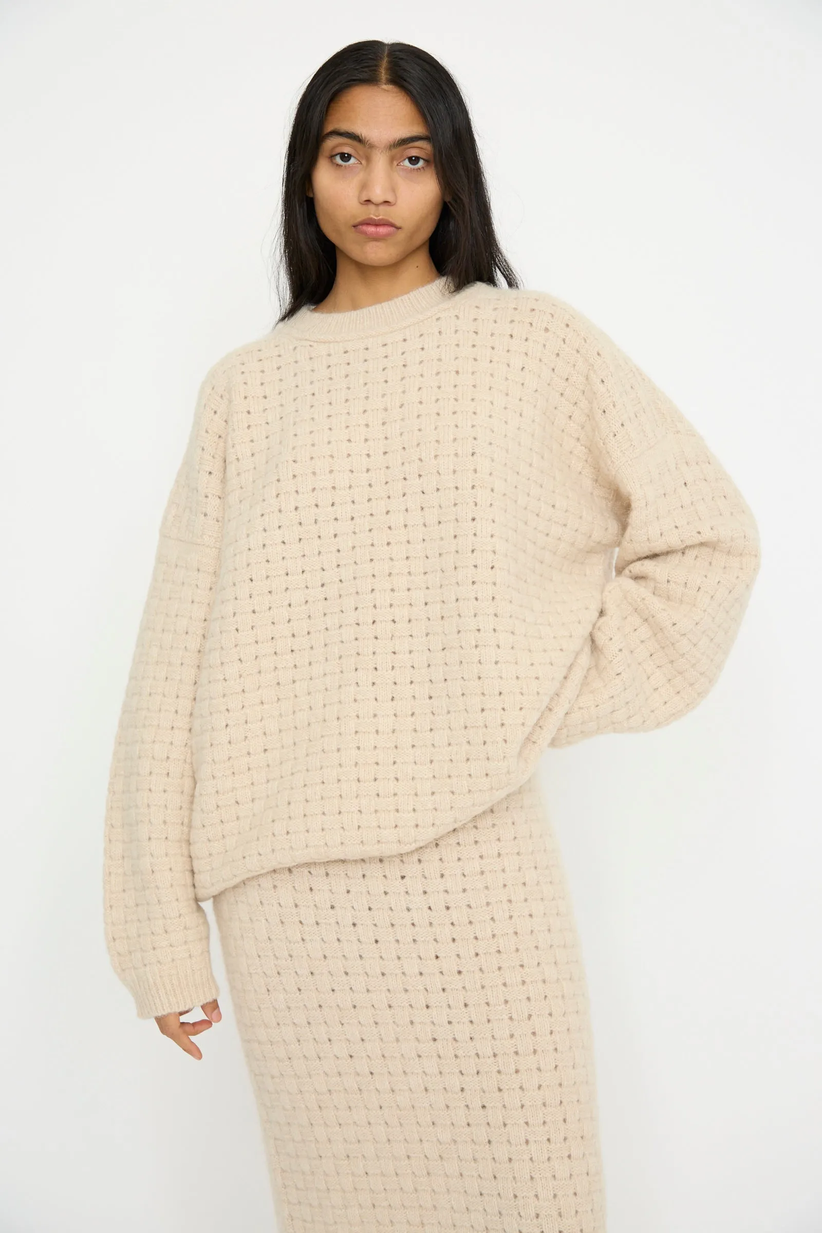 Interlace Crewneck in Alabaster