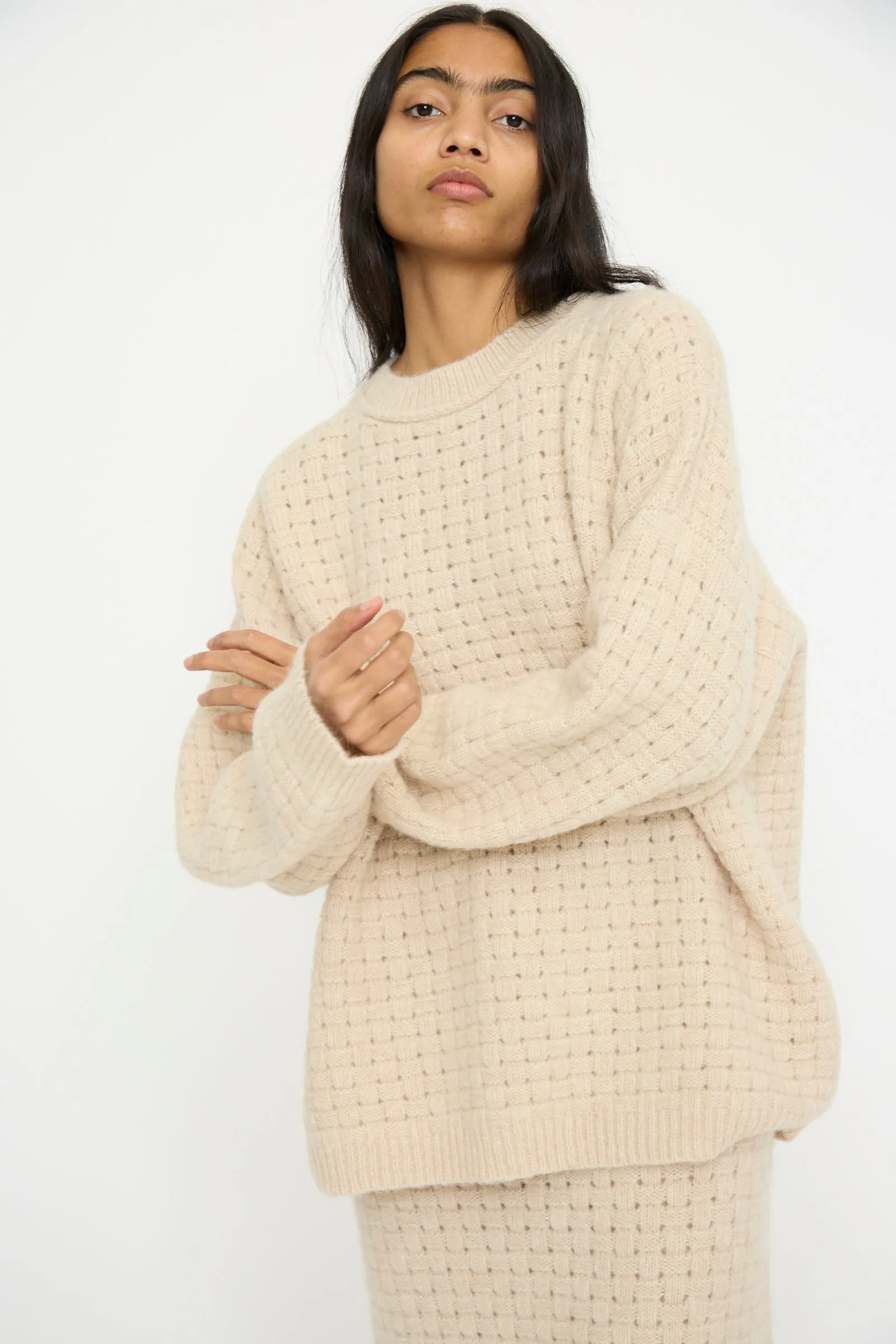 Interlace Crewneck in Alabaster