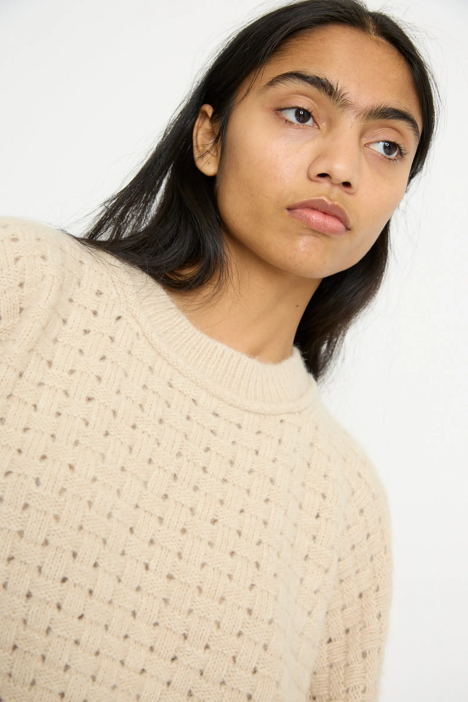 Interlace Crewneck in Alabaster