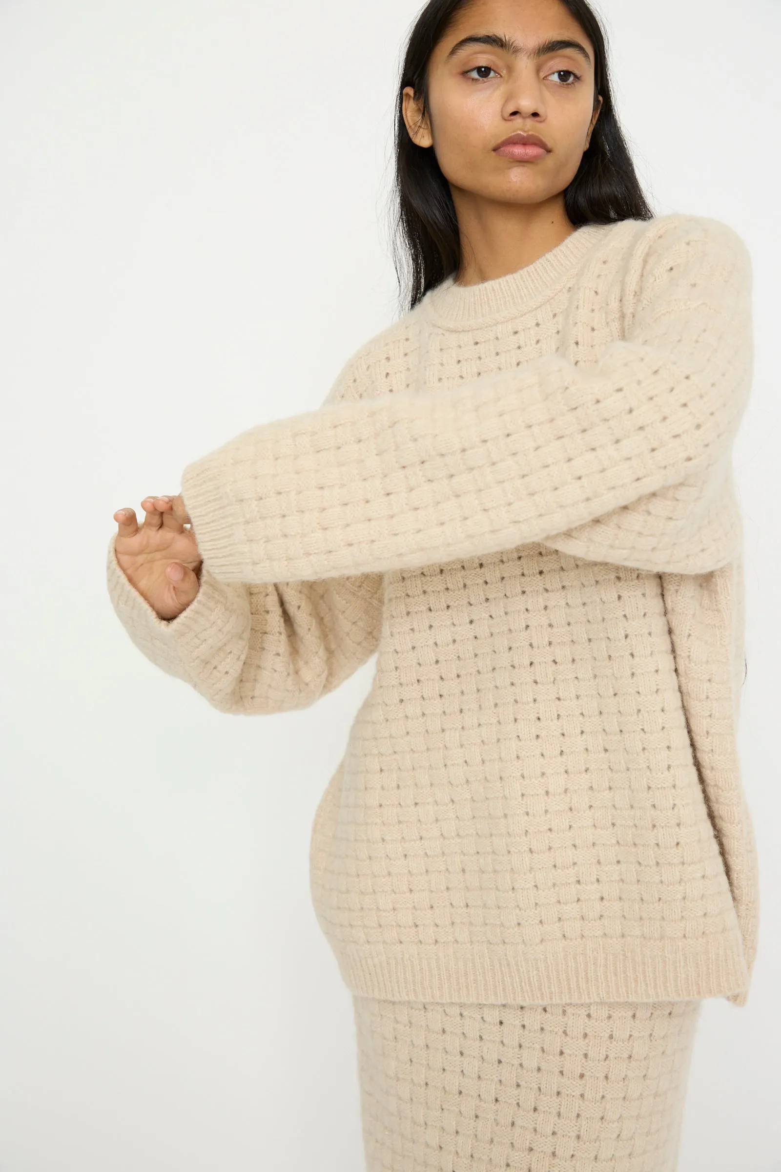 Interlace Crewneck in Alabaster
