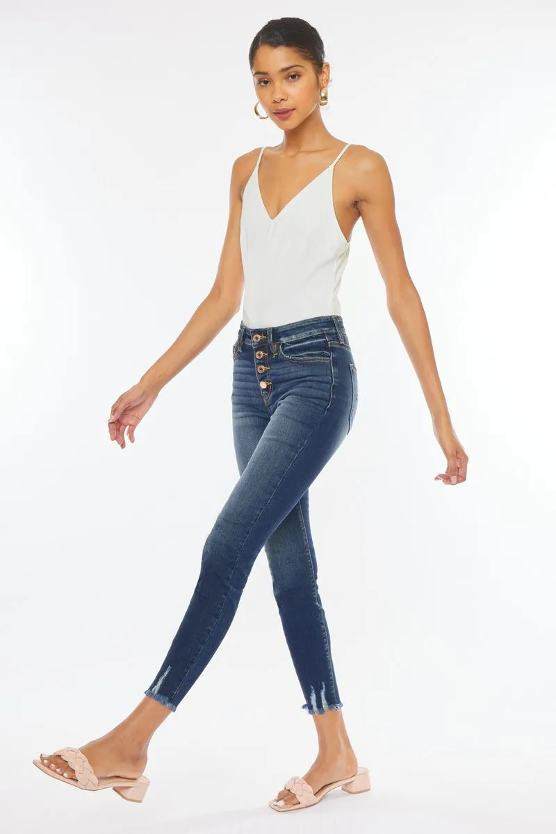 Kancan - Women's High Rise Distressed Super Skinny Jeans - KC9142D-NV