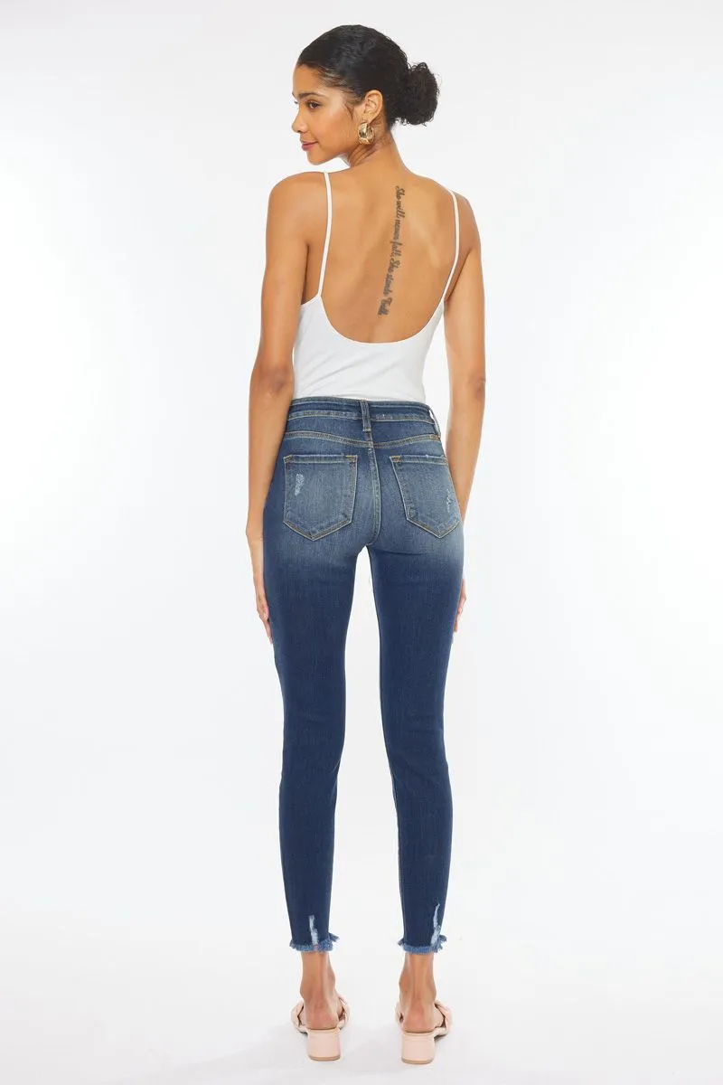 Kancan - Women's High Rise Distressed Super Skinny Jeans - KC9142D-NV