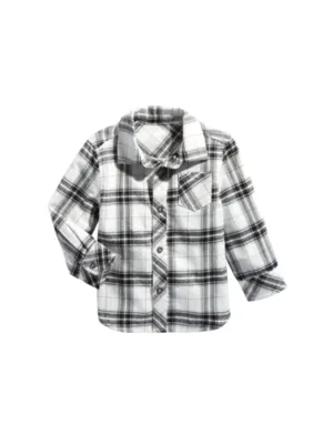 Kids Boy's Plaid Shirt,Black/White