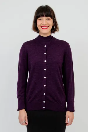 Kitten Cardigan, Plum, Merino Wool: