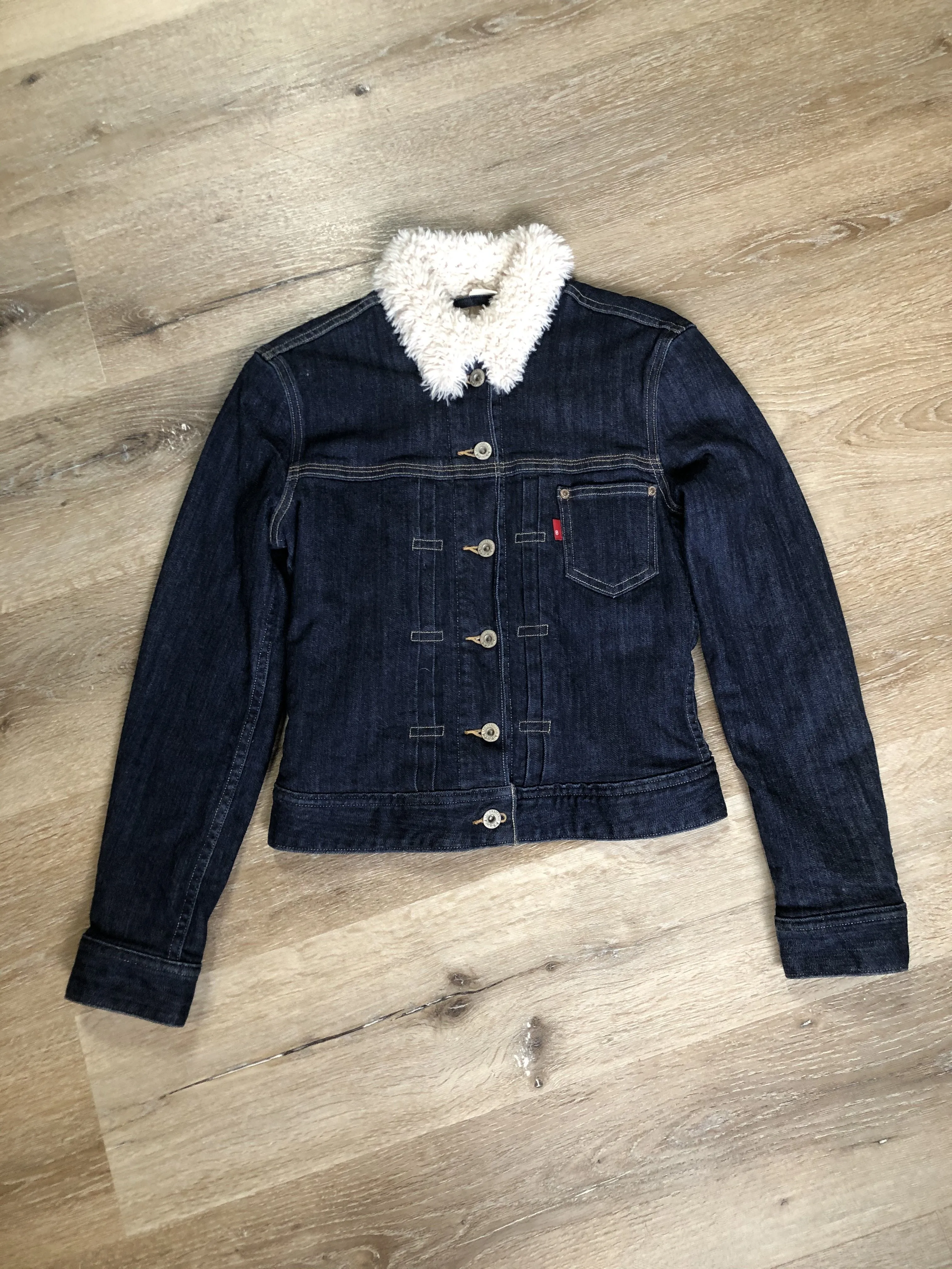 Levi’s Dark Wash Denim Sherpa Jean Jacket