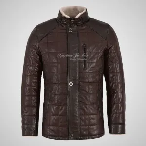 LEXINGTON Leather Coat Sheepskin Lined Coat Brown