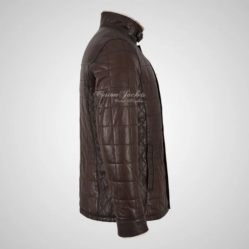 LEXINGTON Leather Coat Sheepskin Lined Coat Brown