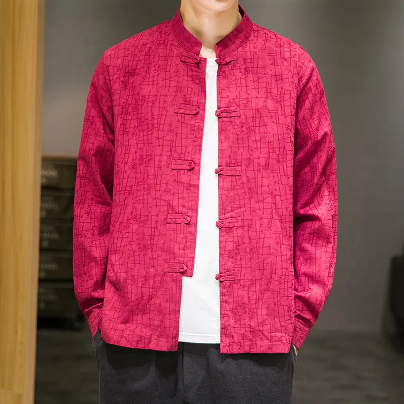 Loose Casua Tang Suit Jacket with Long Sleeves Jacquard Chinese Style Coat