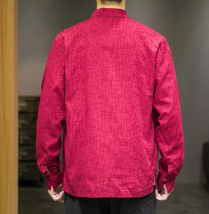 Loose Casua Tang Suit Jacket with Long Sleeves Jacquard Chinese Style Coat