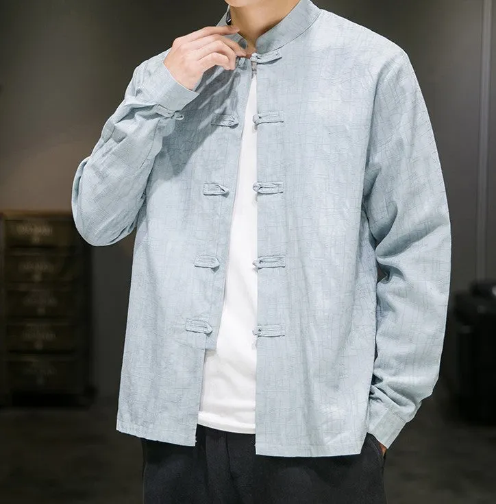 Loose Casua Tang Suit Jacket with Long Sleeves Jacquard Chinese Style Coat