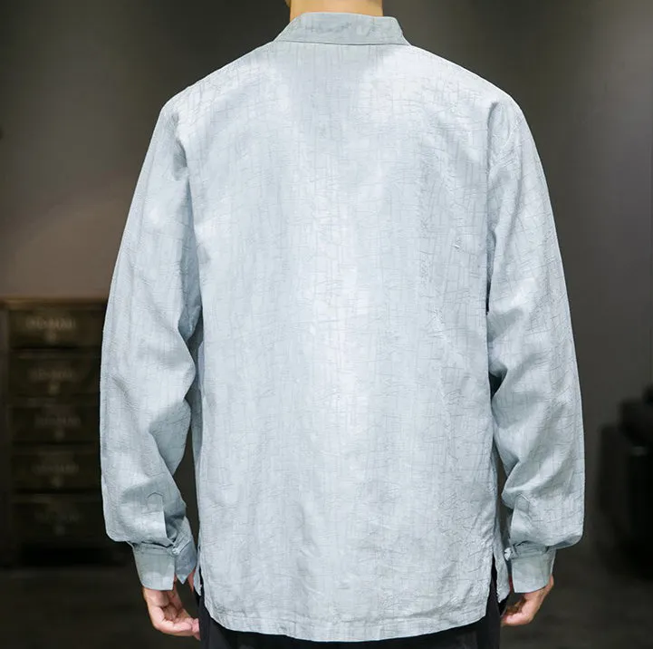 Loose Casua Tang Suit Jacket with Long Sleeves Jacquard Chinese Style Coat