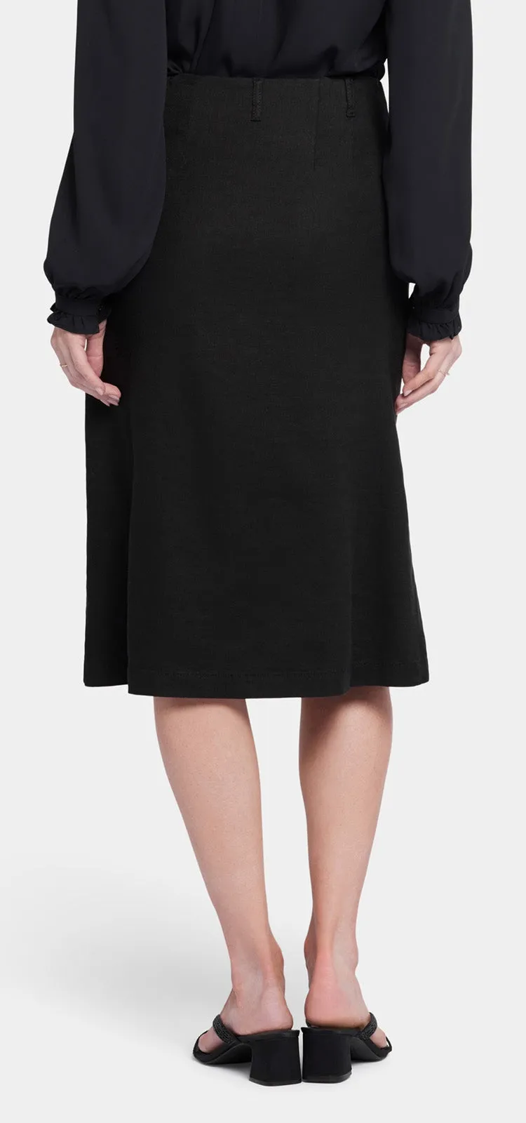 Marilyn A-Line Skirt Black Stretch Linen | Black