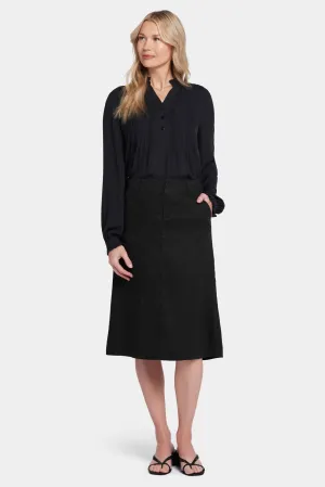 Marilyn A-Line Skirt Black Stretch Linen | Black