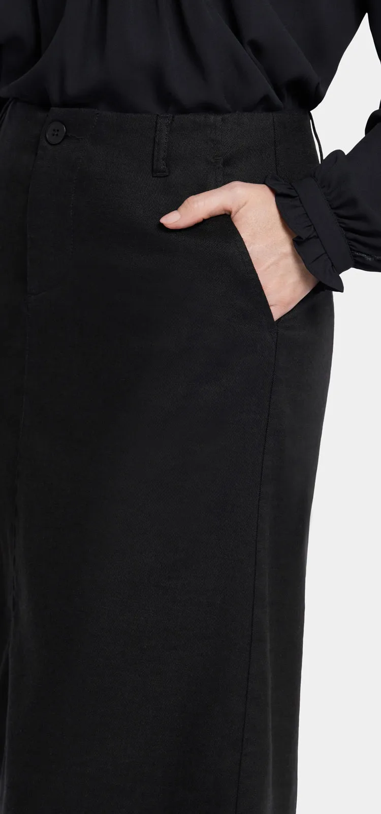 Marilyn A-Line Skirt Black Stretch Linen | Black