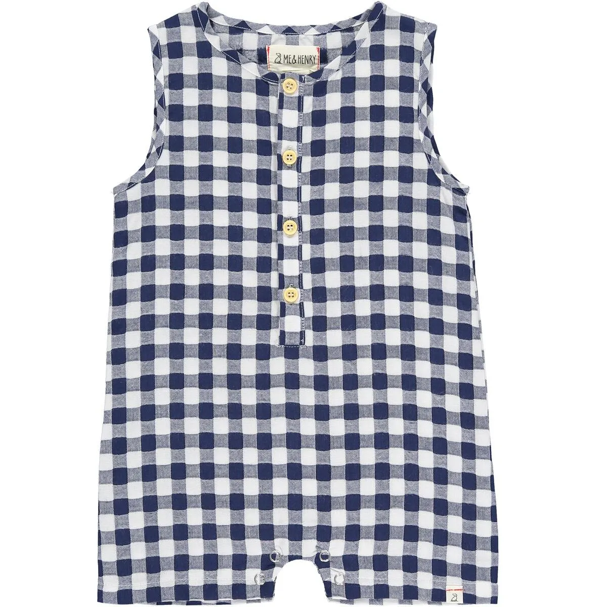 Me & Henry Cabin Woven Henley Playsuit in Blue Plaid