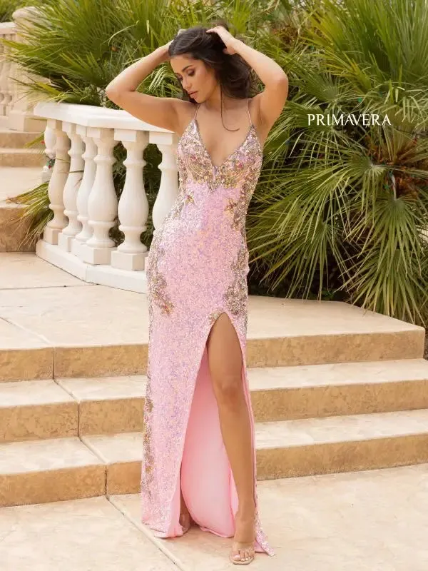 Primavera Couture 3211 Sequin Prom Dress Pageant Gown Evening Formal Wear Side Slit