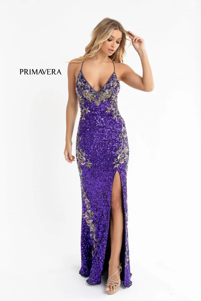Primavera Couture 3211 Sequin Prom Dress Pageant Gown Evening Formal Wear Side Slit