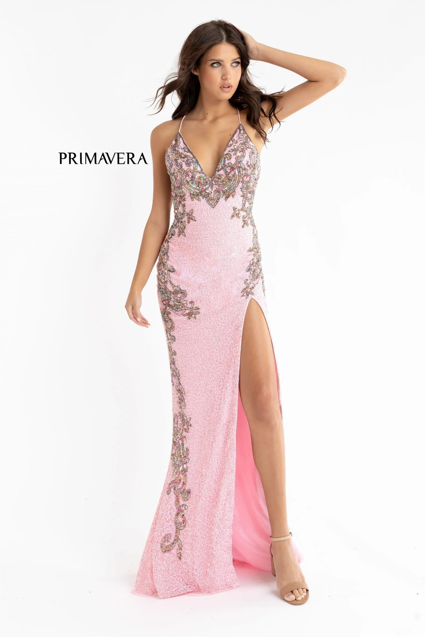 Primavera Couture 3211 Sequin Prom Dress Pageant Gown Evening Formal Wear Side Slit