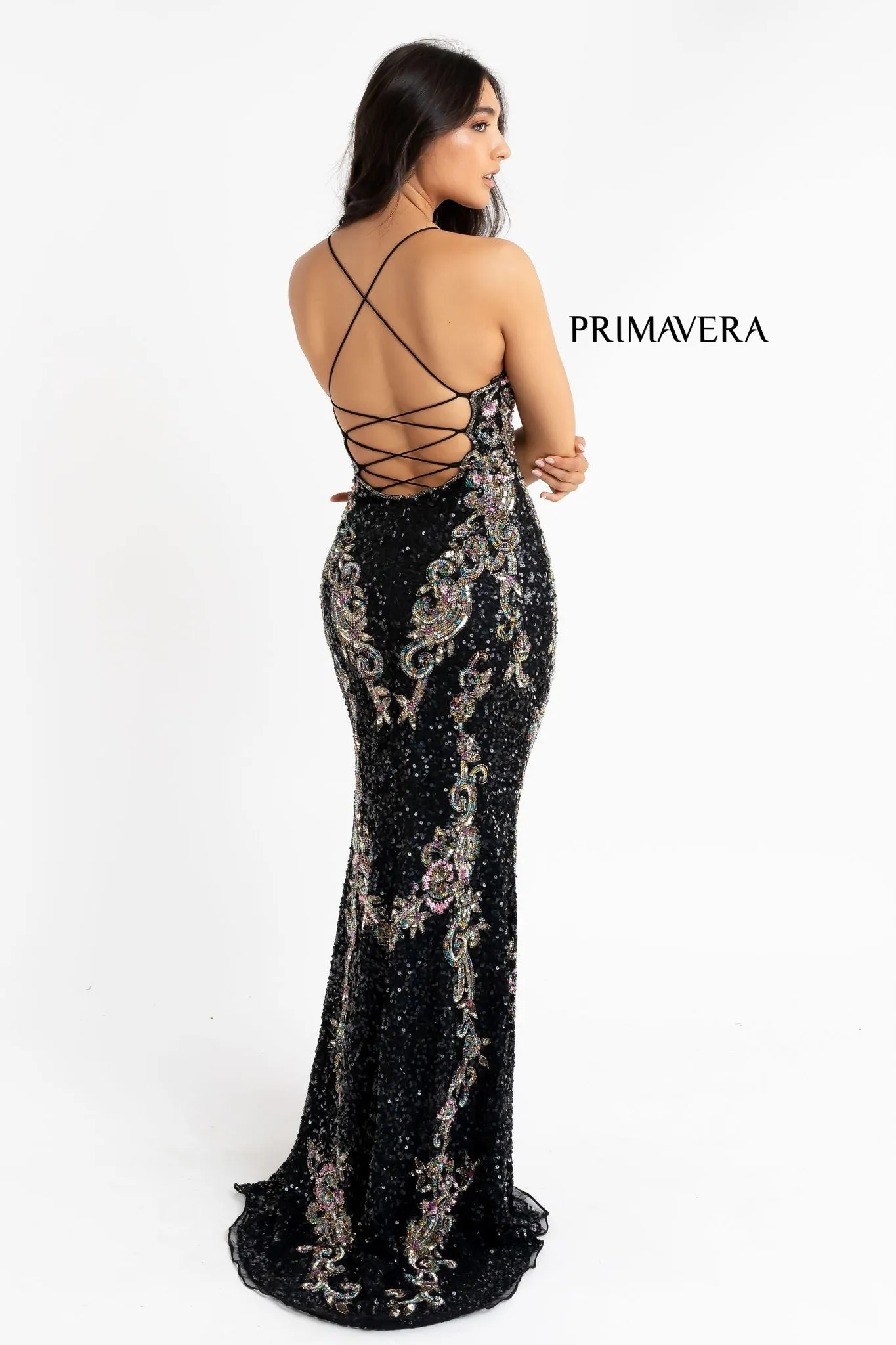 Primavera Couture 3211 Sequin Prom Dress Pageant Gown Evening Formal Wear Side Slit
