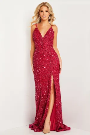 Sequin Fitted Sleeveless Slit Gown by Jovani 36437