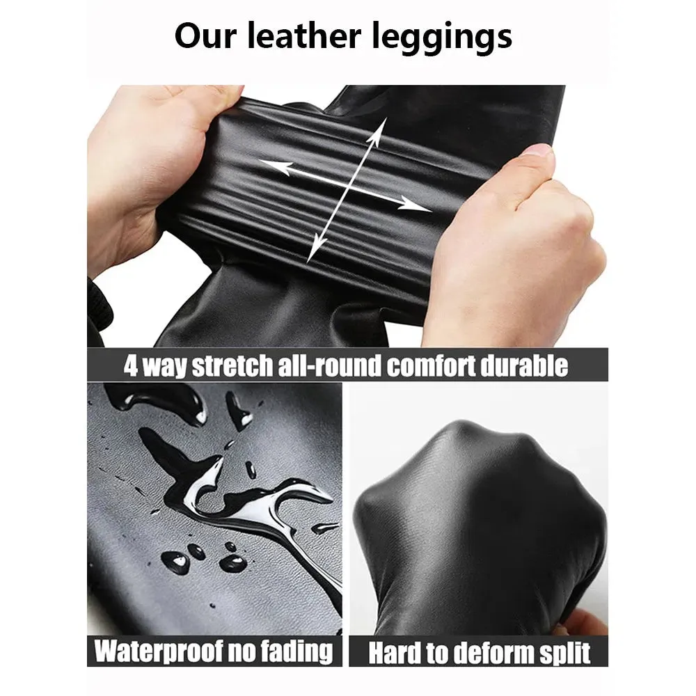 Shiny PU Leggings for Women High Waist Faux Leather Pants