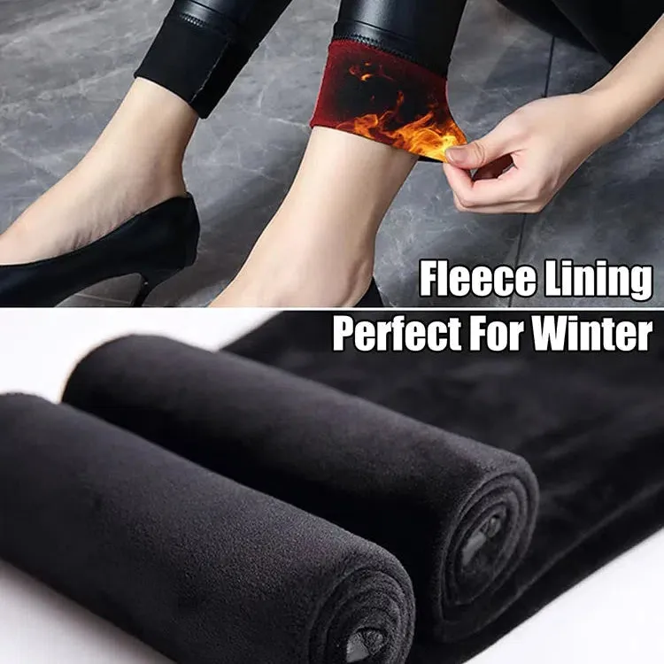 Shiny PU Leggings for Women High Waist Faux Leather Pants