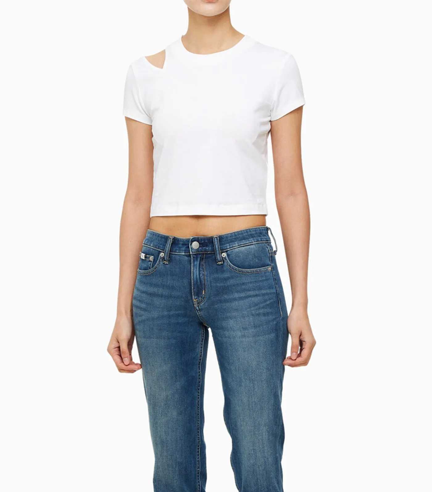Shoulder Cut-Out Baby T-Shirt White