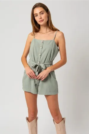 SLEEVELESS BUTTON DOWN ROMPER