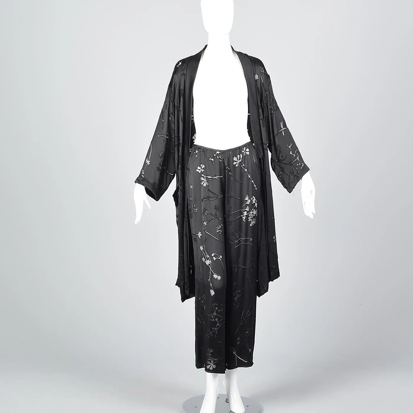 Sonia Rykiel Asian Inspired Minimalist Silk Burnout Separates Set