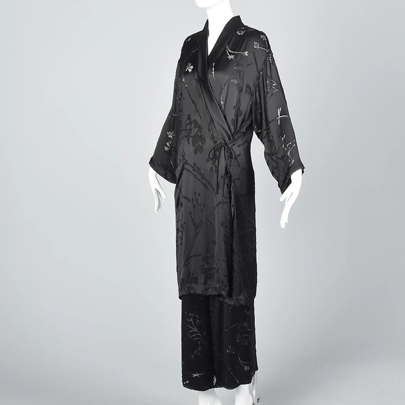 Sonia Rykiel Asian Inspired Minimalist Silk Burnout Separates Set