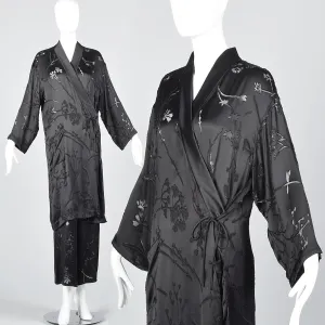 Sonia Rykiel Asian Inspired Minimalist Silk Burnout Separates Set