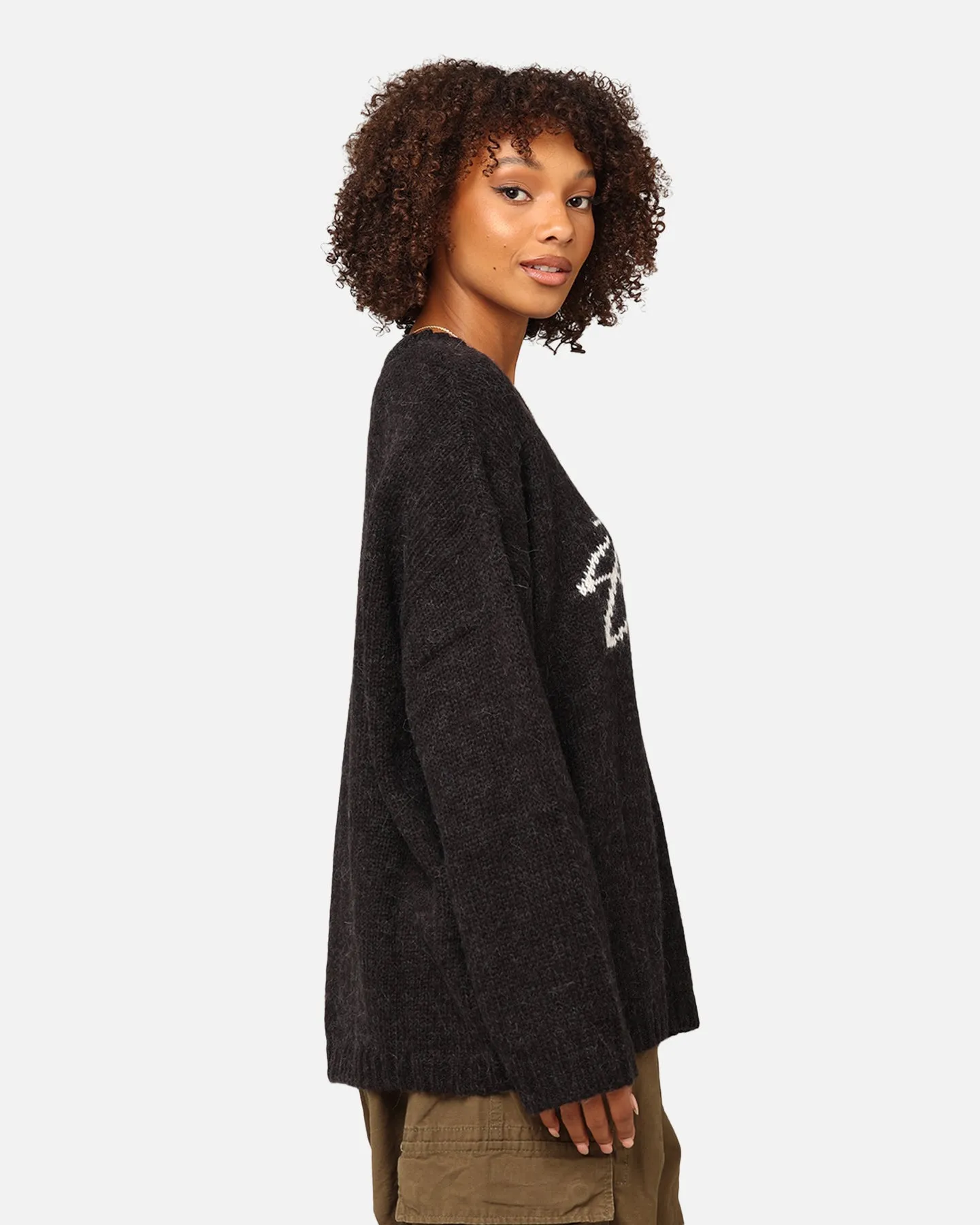 Stüssy Women's Smooth Stock Oversized Knitted Sweater Black