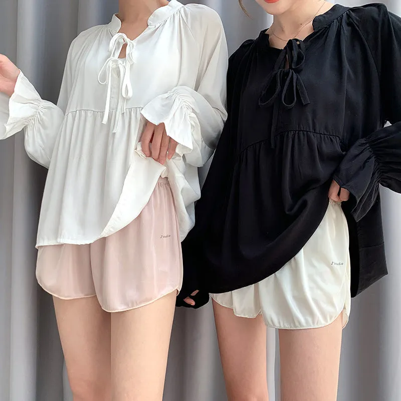 Summer Anti-Exposed Pants Women Outdoor Thin Loose Shorts Home Pajamas Black Leggings Sleepwear