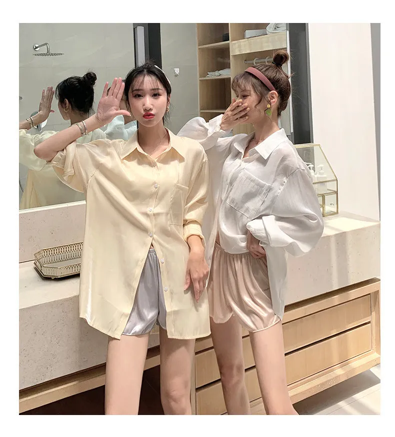 Summer Anti-Exposed Pants Women Outdoor Thin Loose Shorts Home Pajamas Black Leggings Sleepwear