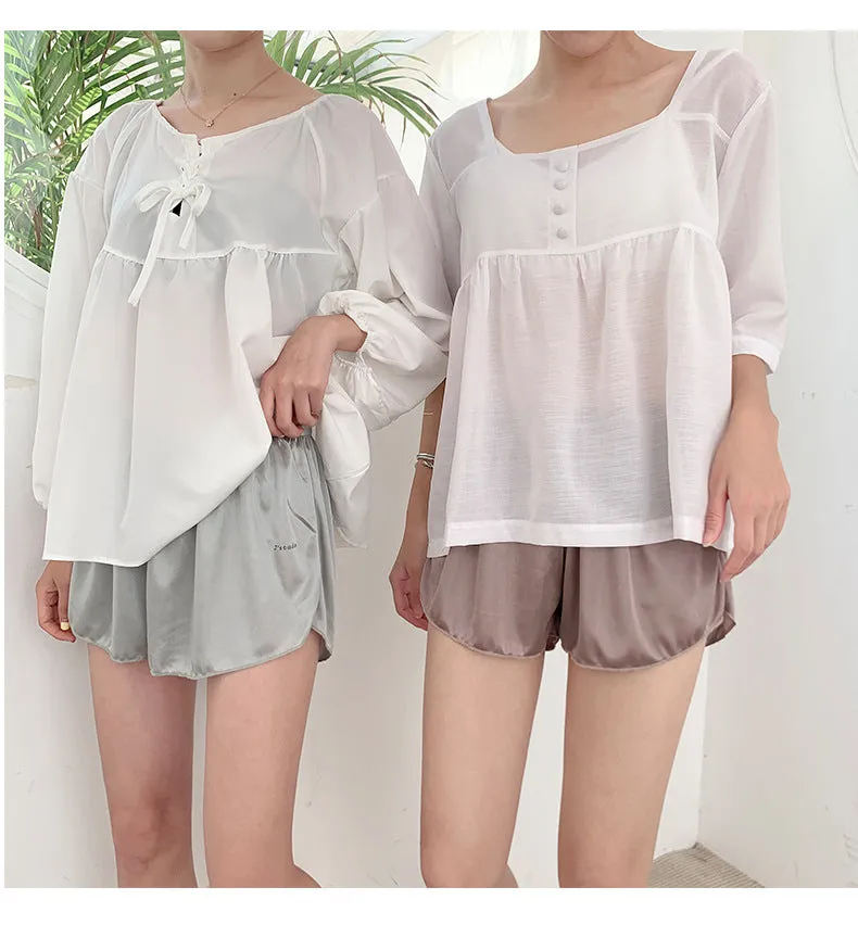 Summer Anti-Exposed Pants Women Outdoor Thin Loose Shorts Home Pajamas Black Leggings Sleepwear
