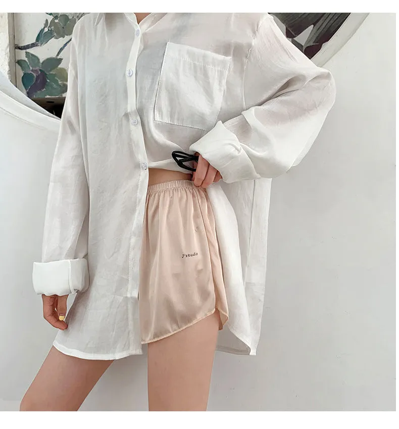 Summer Anti-Exposed Pants Women Outdoor Thin Loose Shorts Home Pajamas Black Leggings Sleepwear