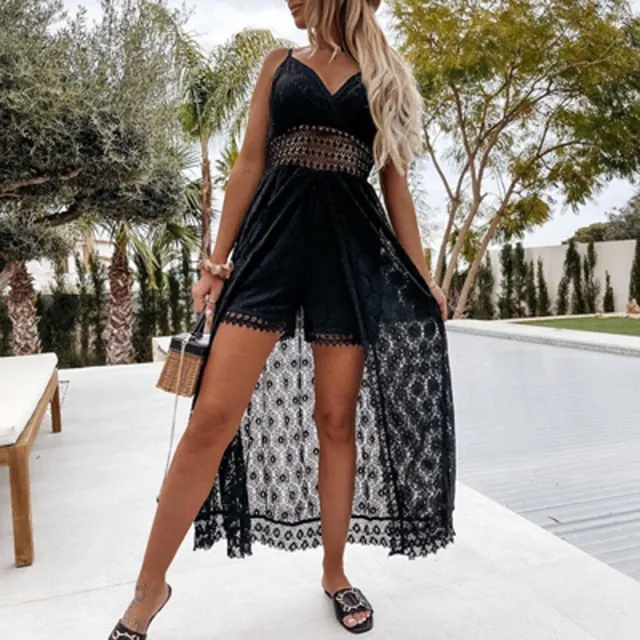 Summer Crochet Lace Shorts Playsuit