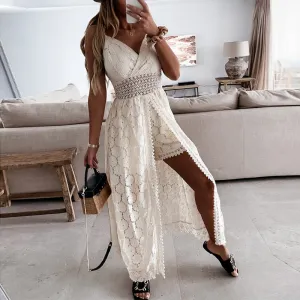 Summer Crochet Lace Shorts Playsuit