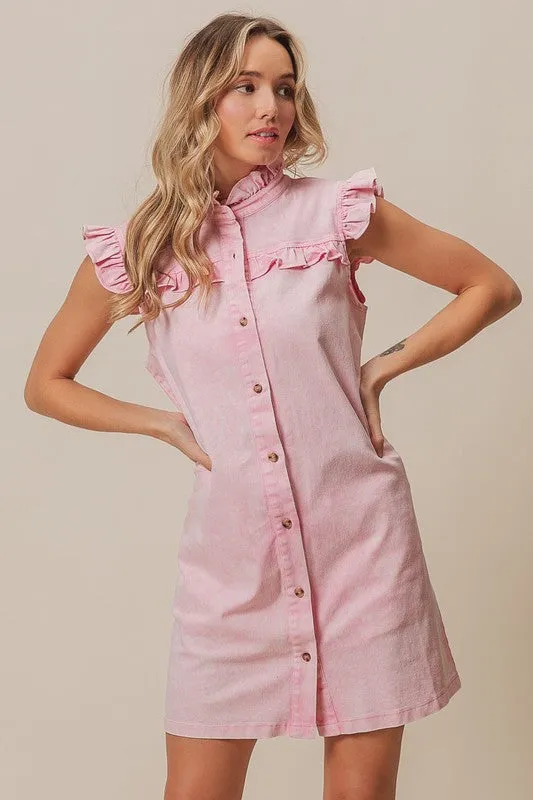Sweet & Sassy Ruffle Denim Dress