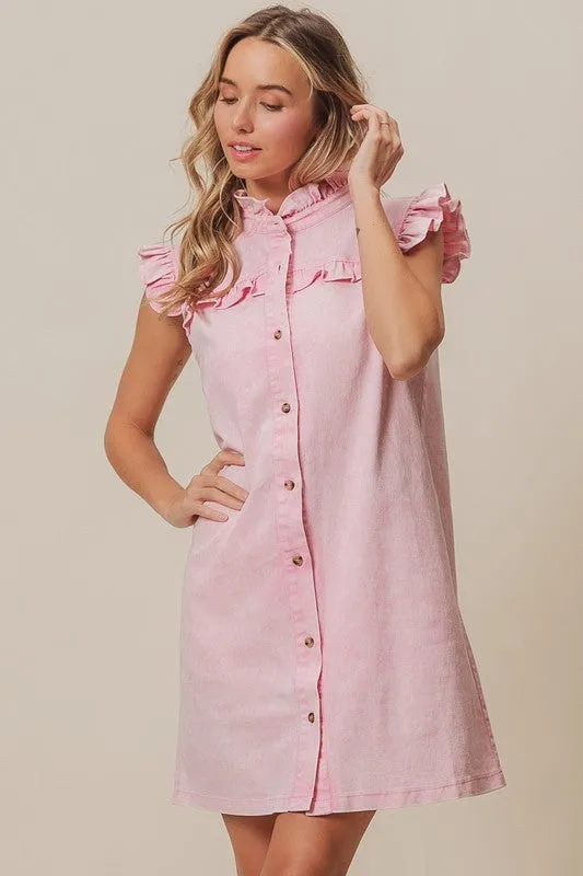 Sweet & Sassy Ruffle Denim Dress