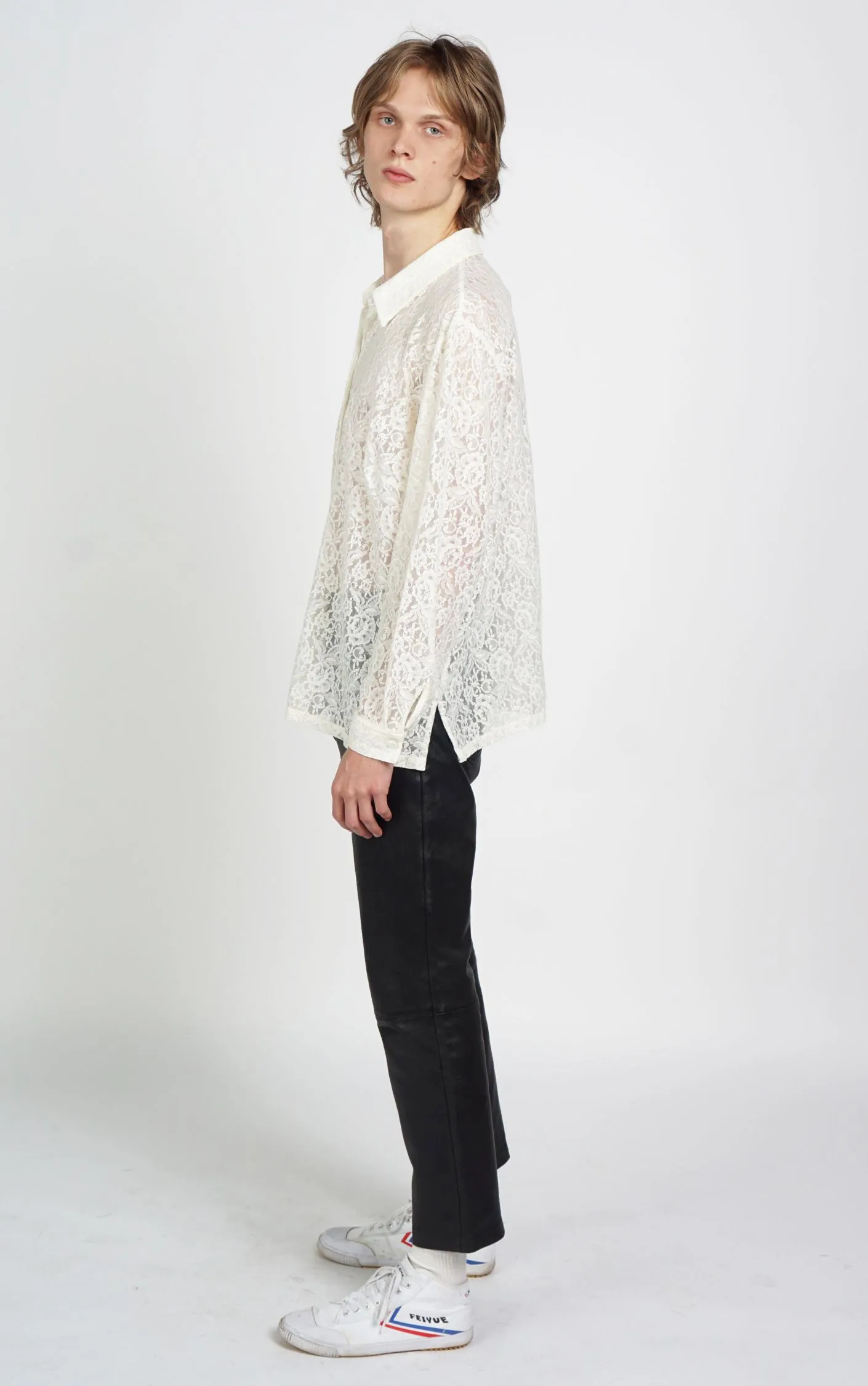 Victorian Style Y2K White Floral Lace Sheer Button Down Blouse