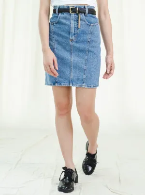 Vintage Denim High Rise Midi Skirt